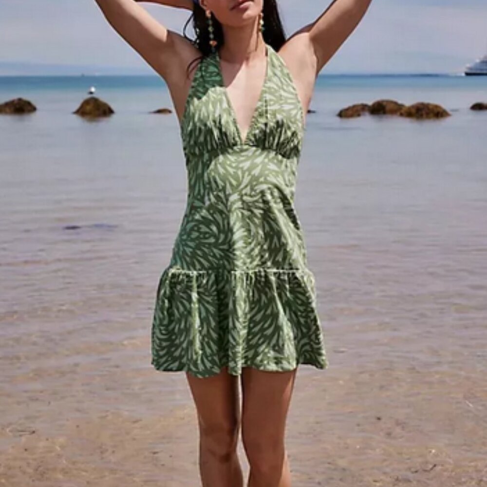 Free People Cecil Mini Dress Halter Sleeveless Printed Backless S